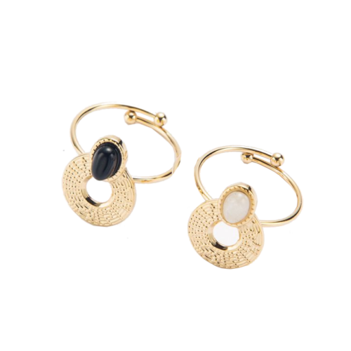 Bague Laïa en acier inoxydable- Divine Opale